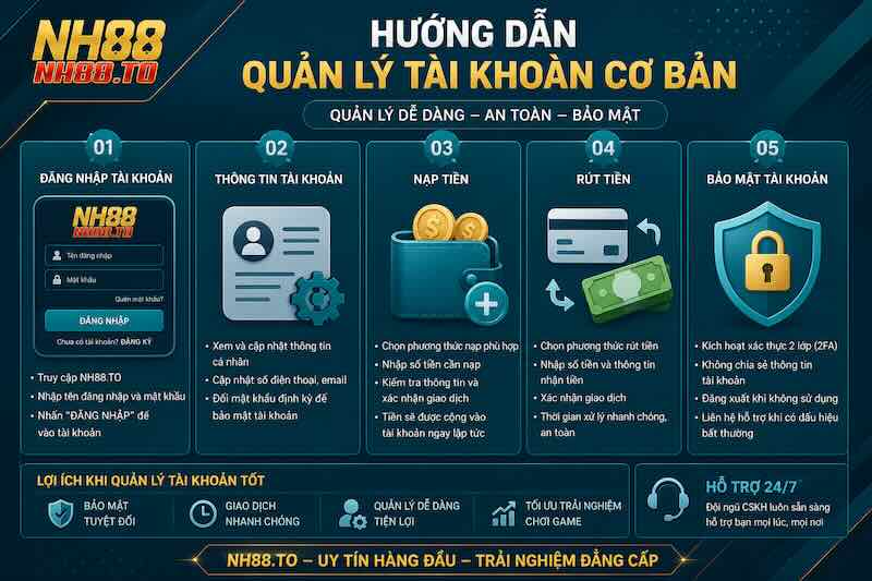 Hướng dẫn quản lý tài khoản cơ bản tại NH88.TO